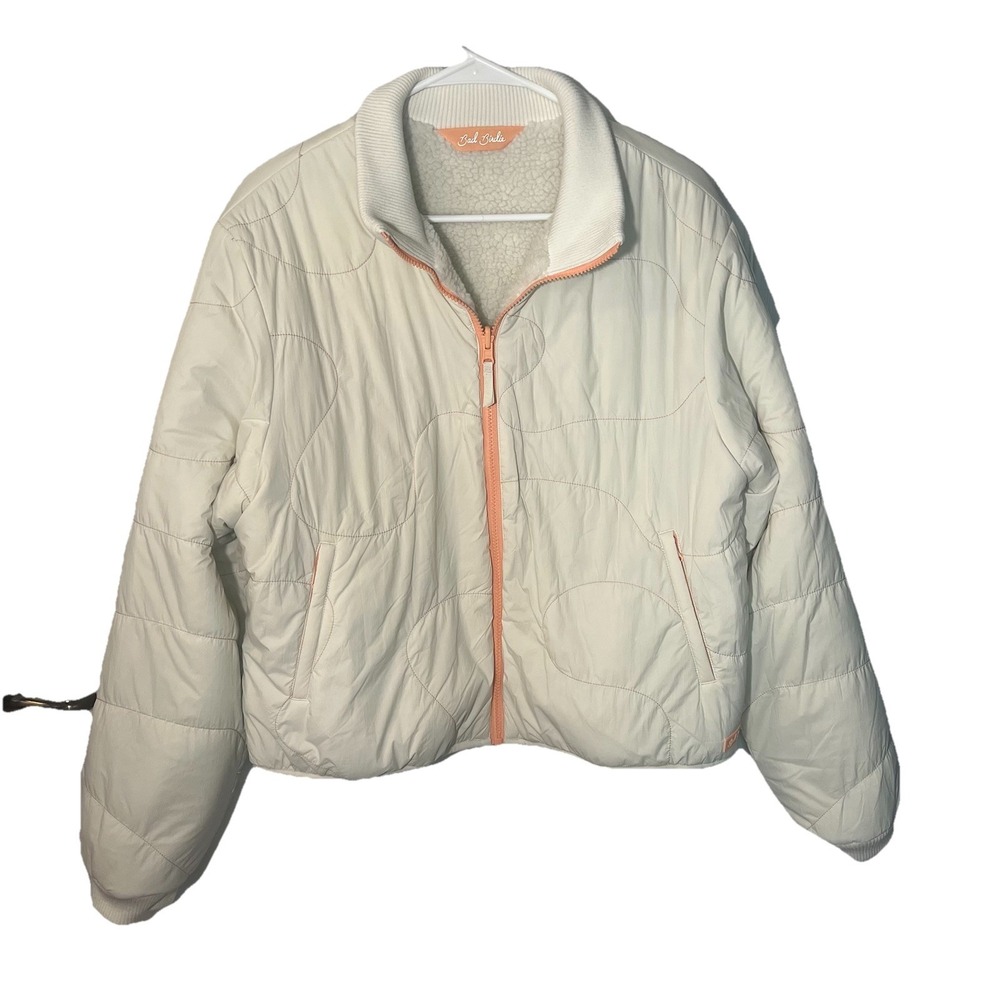 Bad Birdie Women The Cozy Golf Full Zip Jacket White Onyx Reversible Size XLarge